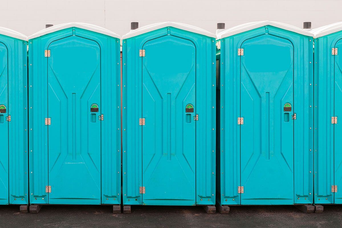 Industrial portable restroom units at a plant in Jasper, Alabama