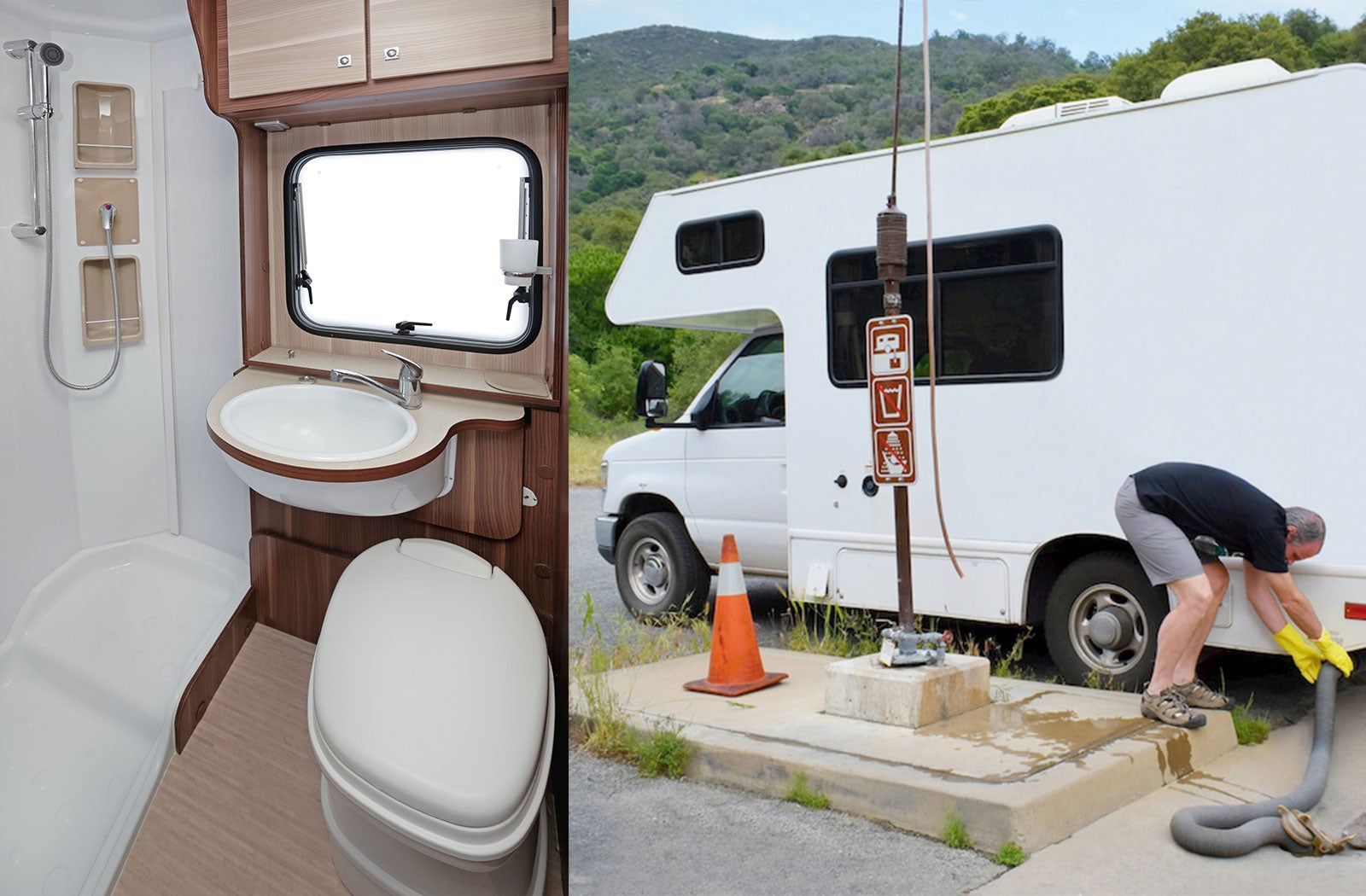 Portable RV/camper toilet and holding tank setup in Jasper, Alabama